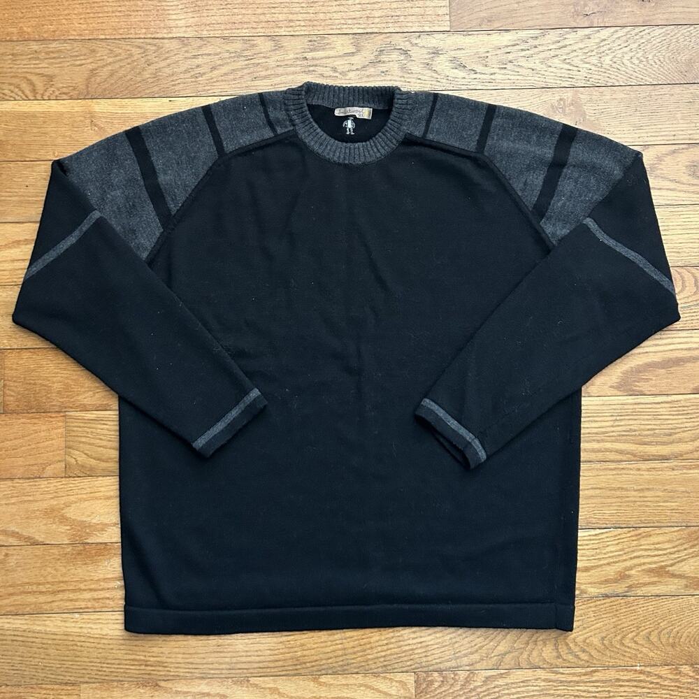 Smartwool 100% Merino Wool Knit Striped Black Pullover Sweater XL